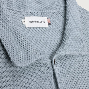 HTG KNIT H SS BUTTON UP SLATE