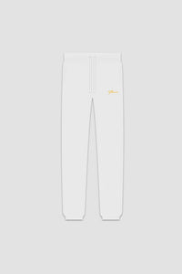 FLANEUR HOMME EMBROIDERED SIGNATURE SWEATPANTS IN ECRU