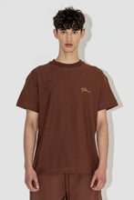 Load image into Gallery viewer, FLANEUR HOMME EMBROIDERED SIGNATURE TSHIRT IN DARK BROWN