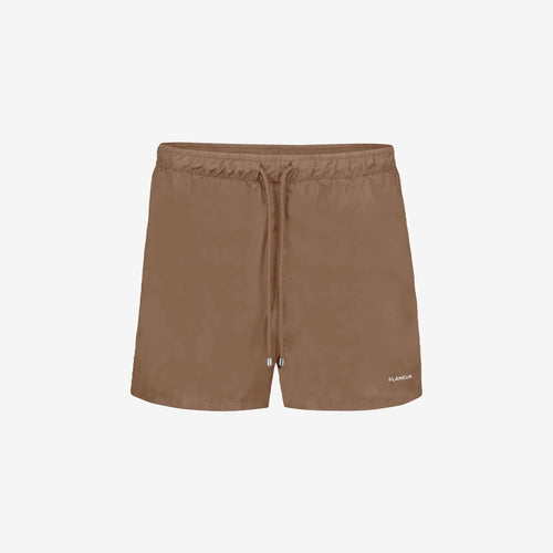 FLANEUR HOMME ESSENTIAL SWIM SHORTS IN BROWN